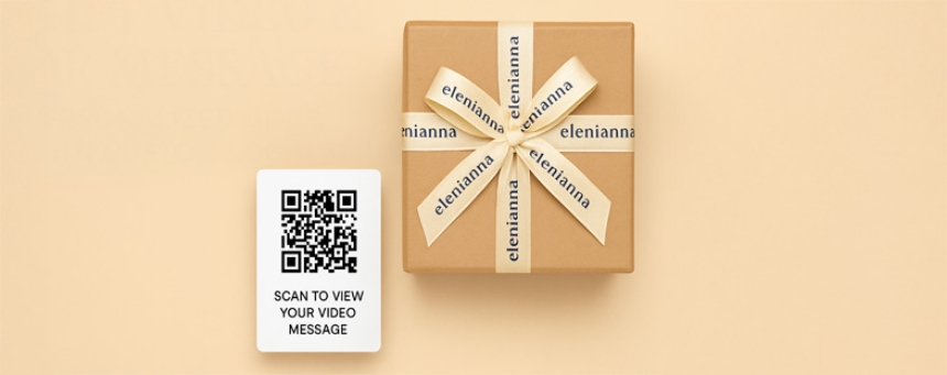 선물 영상 및 QR 메시지: elenianna의 맞춤 로고 리본이 달린 개인화된 선물 선물 영상 및 QR 메시지: elenianna의 맞춤 로고 리본이 달린 개인화된 선물