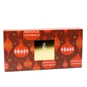 ÉSOPHY brand box for Luxury Greek Pralines with red Christmas ornament design.