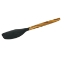 Black silicone spatula with natural olive wood handle, 31cm professional kitchen tool.