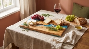 Olea Wood Art Handmade Rectangular Olive Wood Resin Cutting Board on a clean ecommerce background