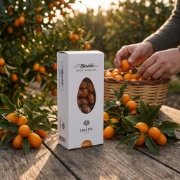 Lazaris Mandola Kumquat – Greek Caramelized Kumquat, 200g on a clean ecommerce background