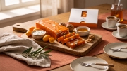 Lazaris Mandolato Koumquat – Greek Almond Nougat with Kumquat, 150g on a clean ecommerce background