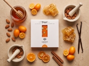 Lazaris Mandolato Koumquat – Greek Almond Nougat with Kumquat, 150g on a clean ecommerce background