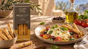 Navarino Icons Sourdough Breadsticks with Kalamon Olive, 130g on a clean ecommerce background