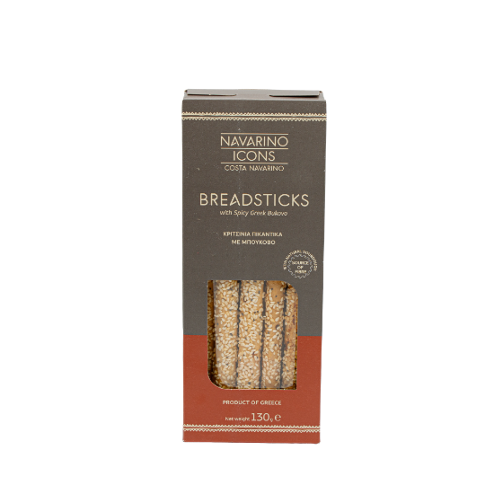 Navarino Icons Spicy Bukovo Sourdough Breadsticks with Sesame, 130g by Navarino Icons - Primary product photo